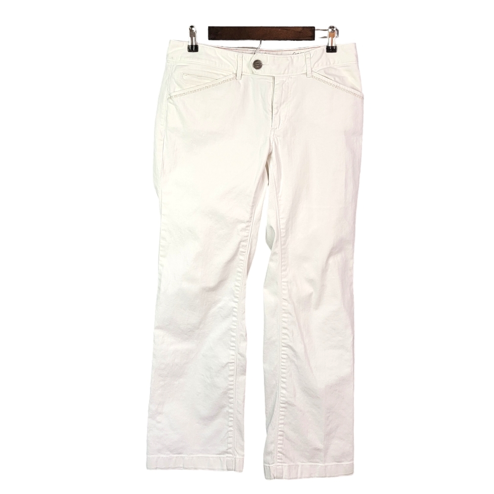 Eddie Bauer White Spring Summer Wide Flair Leg Heavy Denim Feel Jeans 8